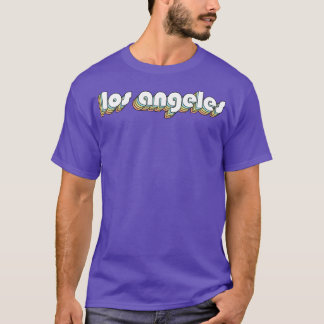 Los Angeles Retro Rainbow Typography Faded Style T-Shirt