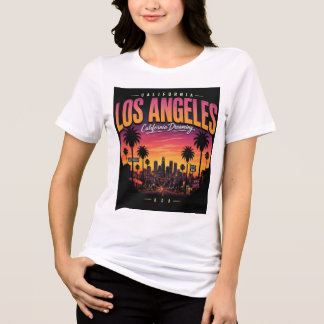 Los Angeles Retro Sunset Skyline California Dreami Tri-Blend Shirt