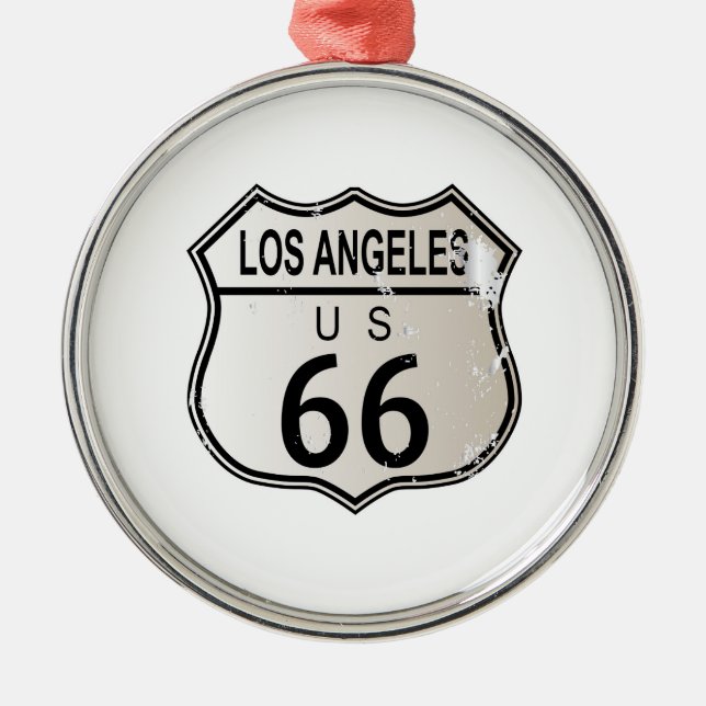 Los Angeles Route 66 Sign Metal Ornament (Front)