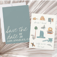 Los Angeles save the date with drawings