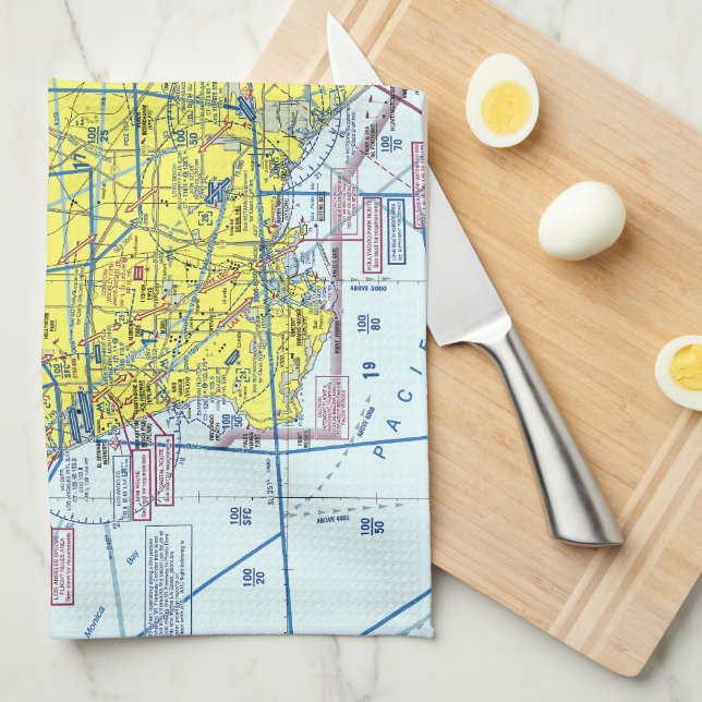 Los Angeles Sectional Chart Kitchen Towel (Quarter Fold)