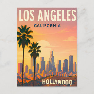 Los Angeles Skyline and Hollywood Hills Postcard