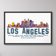 Los Angeles Skyline. Area Names and Coordinates