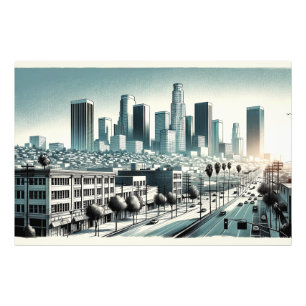 Los Angeles Skyline Artistic Rendering Wall Art