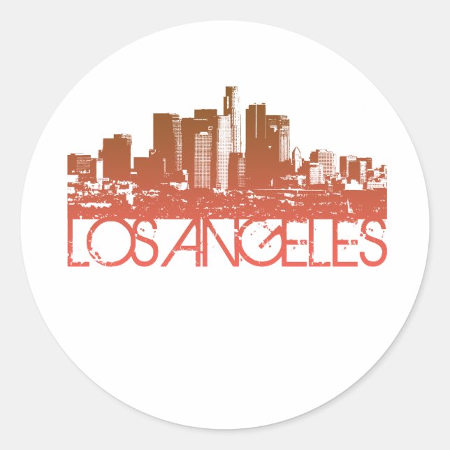 Los Angeles Skyline Design Classic Round Sticker (Front)