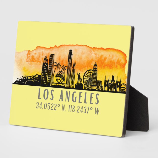 Los Angeles Skyline Latitude and Longitude  Plaque (Side)