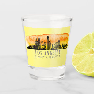 Los Angeles Skyline Latitude and Longitude  Shot Glass