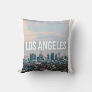 Los Angeles Skyline Retro City Aesthetic Travel Throw Pillow