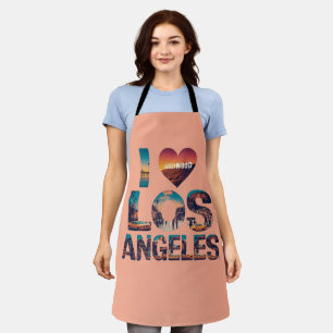 Los Angeles Skyline Sunset & Hollywood Typography Apron