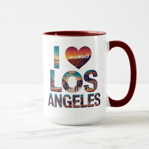 Los Angeles Skyline Sunset & Hollywood Typography Mug