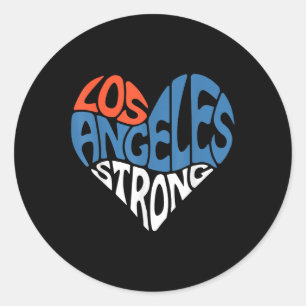 Los Angeles Strong Heart Pray For La Support Calif Classic Round Sticker