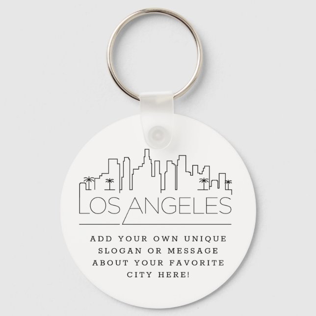 Los Angeles Stylized Skyline | Custom Slogan Keychain (Front)