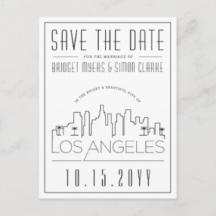 Los Angeles   Stylized Skyline Save the Date Postcard
