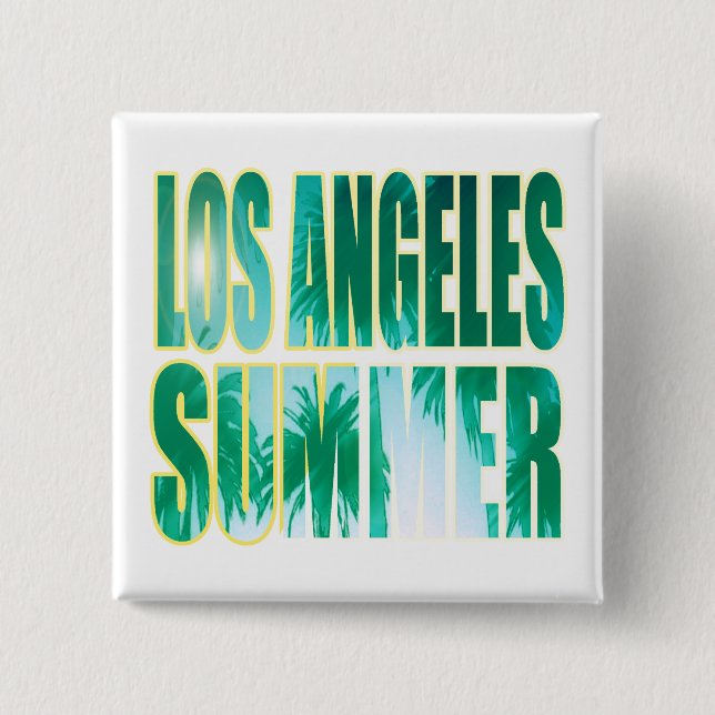"Los Angeles Summer Letter Green" Button (Front)