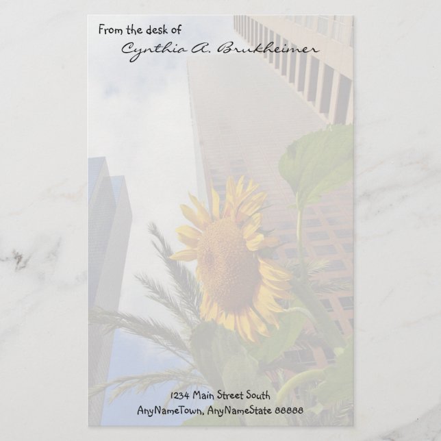 Los Angeles Sunflower Personalized Stationery (Front)