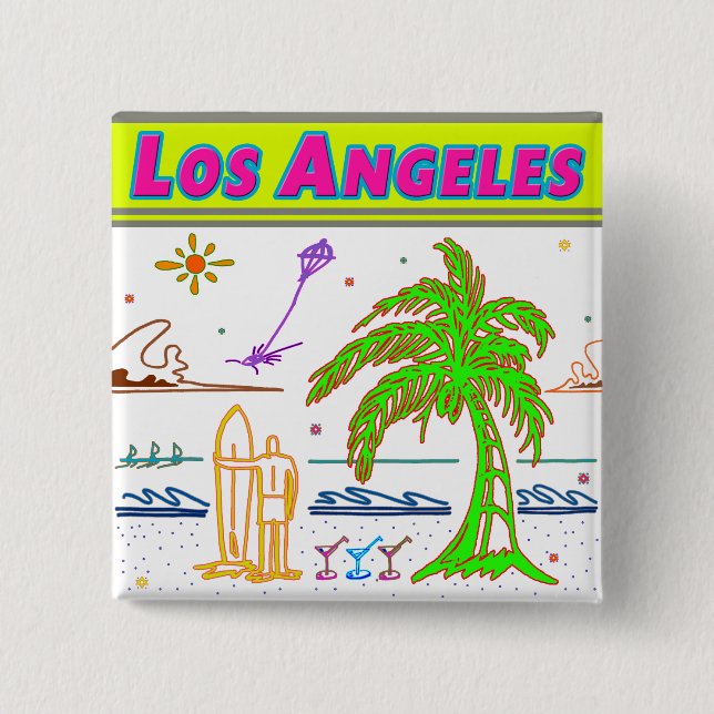 "Los Angeles" Surfer Beach Button (Front)