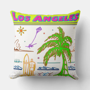 "Los Angeles" Surfer Beach Pillow