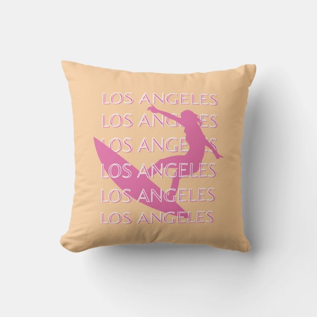Los Angeles Travel Art, California, Beach Lovers Throw Pillow (Front)