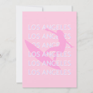 Los Angeles Travel Art, California,  Pink, Preppy Holiday Card