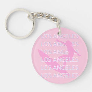 Los Angeles Travel Art, California,  Pink, Preppy Keychain