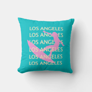 Los Angeles Travel Art, California, Surf Lovers Throw Pillow