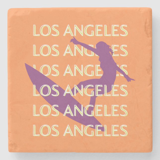 Los Angeles Travel Art, California, Travel, Orange Stone Coaster (Front)