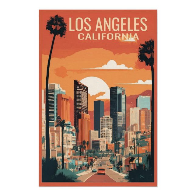 Los Angeles travel illustration, Poster (Front)