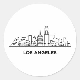 Los Angeles Travel Skyline Minimalist Line Art Classic Round Sticker