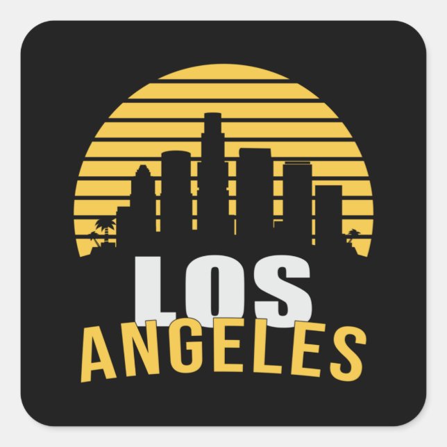 Los Angeles USA City Cityscape Skyline Funny Gift Square Sticker (Front)