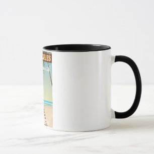 Los angeles vintage camera beach travel poster mug