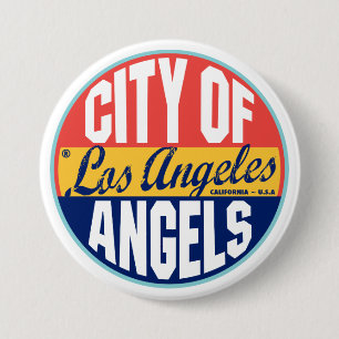 Los Angeles Vintage Label 3 Inch Round Button