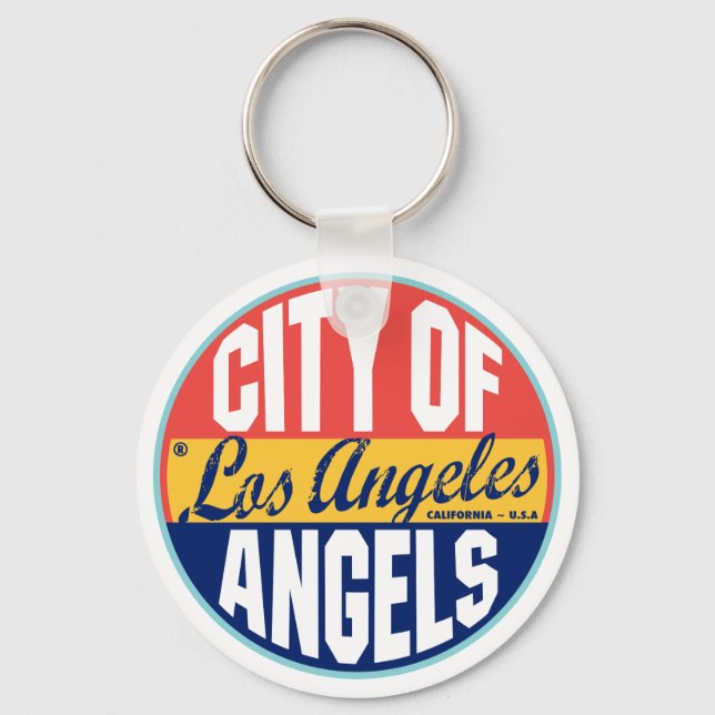 Los Angeles Vintage Label Keychain (Front)
