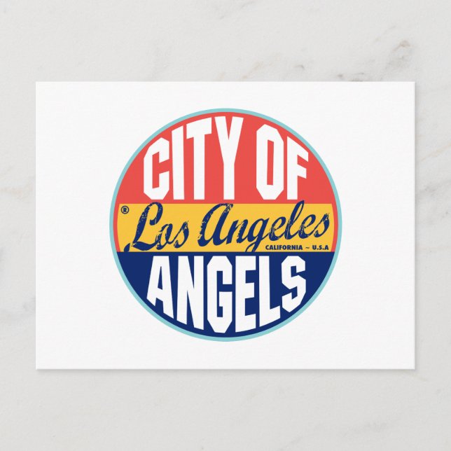 Los Angeles Vintage Label Postcard (Front)
