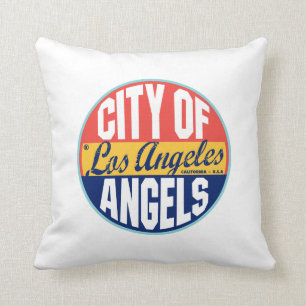 Los Angeles Vintage Label Throw Pillow