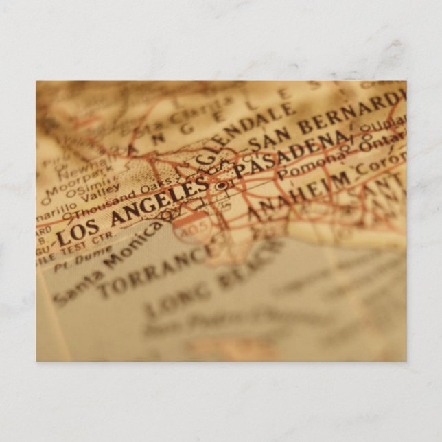 LOS ANGELES Vintage Map Postcard (Front)