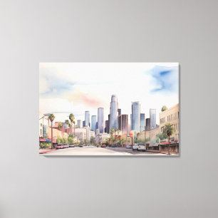 Los Angeles watercolor art Canvas Print