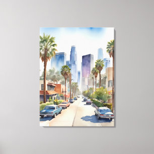Los Angeles watercolor art Canvas Print