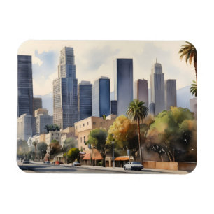 Los Angeles watercolor art Magnet