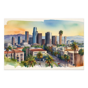 Los Angeles watercolor art Photo Print