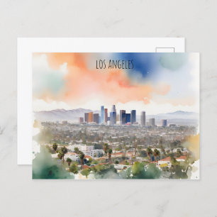 Los Angeles watercolor art Postcard