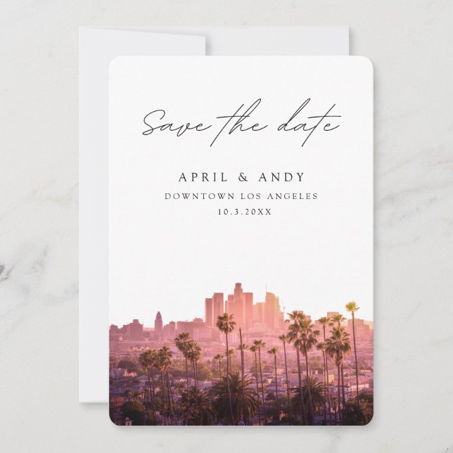Los Angeles Wedding DTLA Save the Date Invitation (Front)