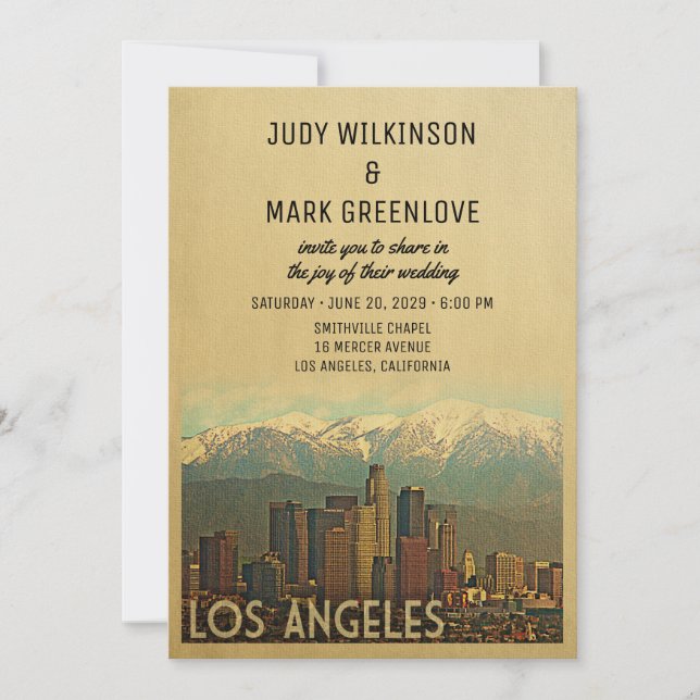 Los Angeles Wedding Invitation Vintage Mid-Century (Front)