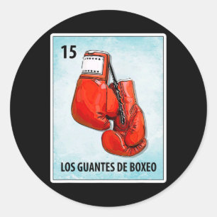 Los Guantes De Boxeo Mexican Boxing Gloves Cards Classic Round Sticker
