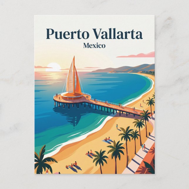 Los Muertos Beach Mexico Postcard (Front)