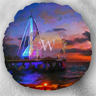 Los Muertos Pier 1182 Round Pillow