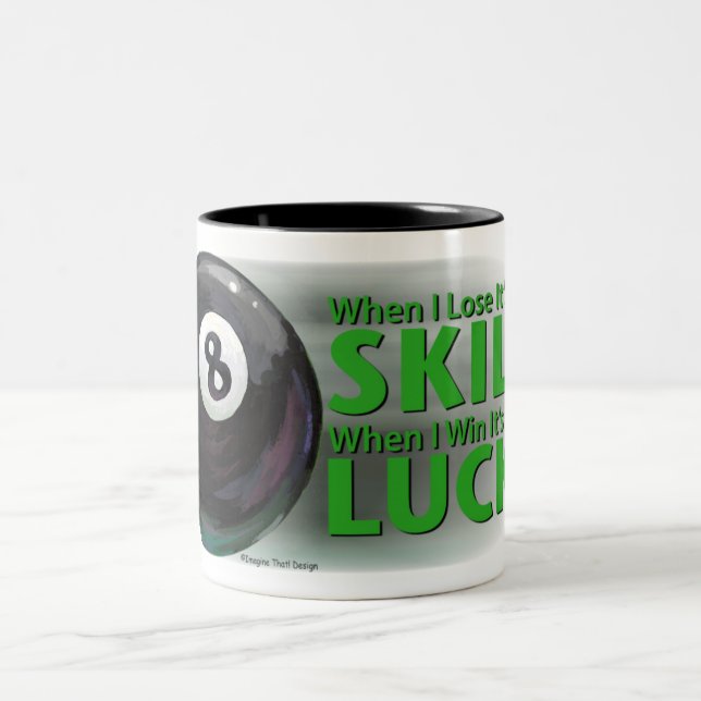 Lose Skill Win Luck 8 Ball Two-Tone Coffee Mug (Center)