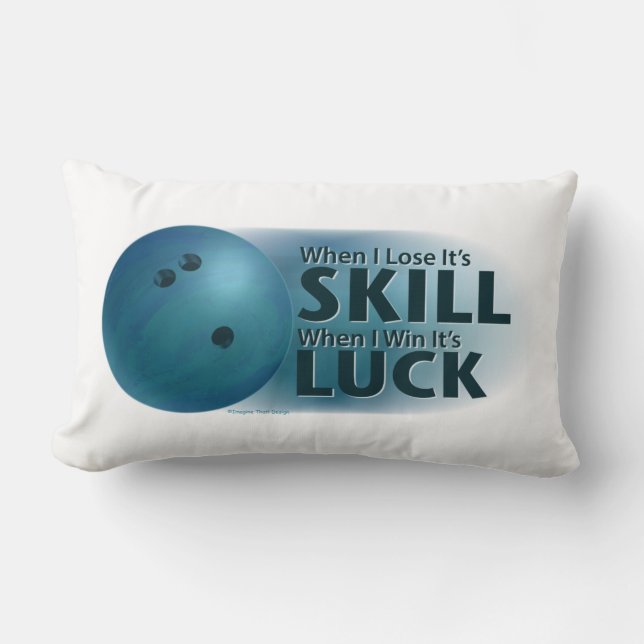 Lose Skill Win Luck Bowling Blue Lumbar Pillow (Front)