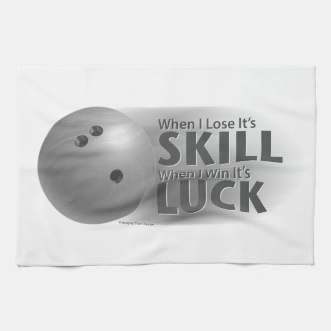 Lose Skill Win Luck Bowling Grey Kitchen Towel (Horizontal)