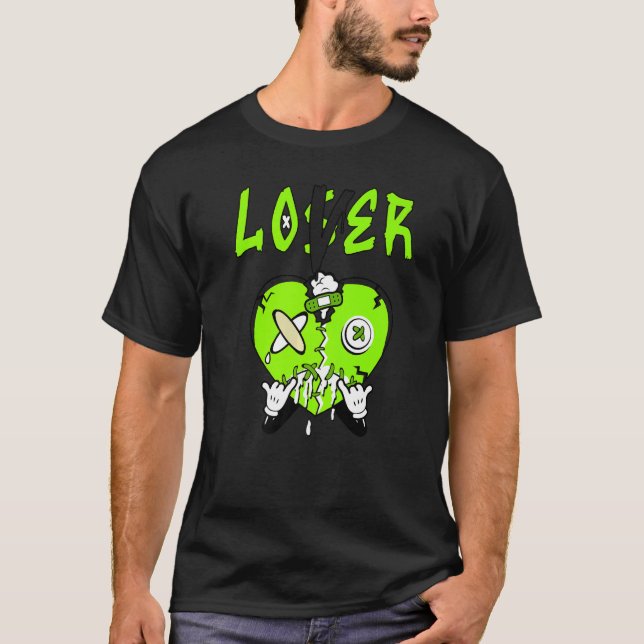 Loser  Heart Electric Green 6s Matching T-Shirt (Front)