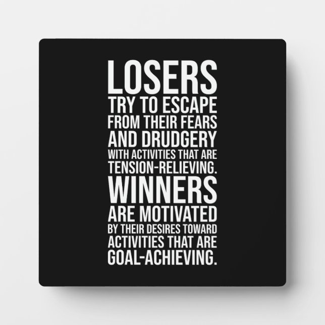 Losers vs Winners - Gym, Hustle, Success Plaque (Front)
